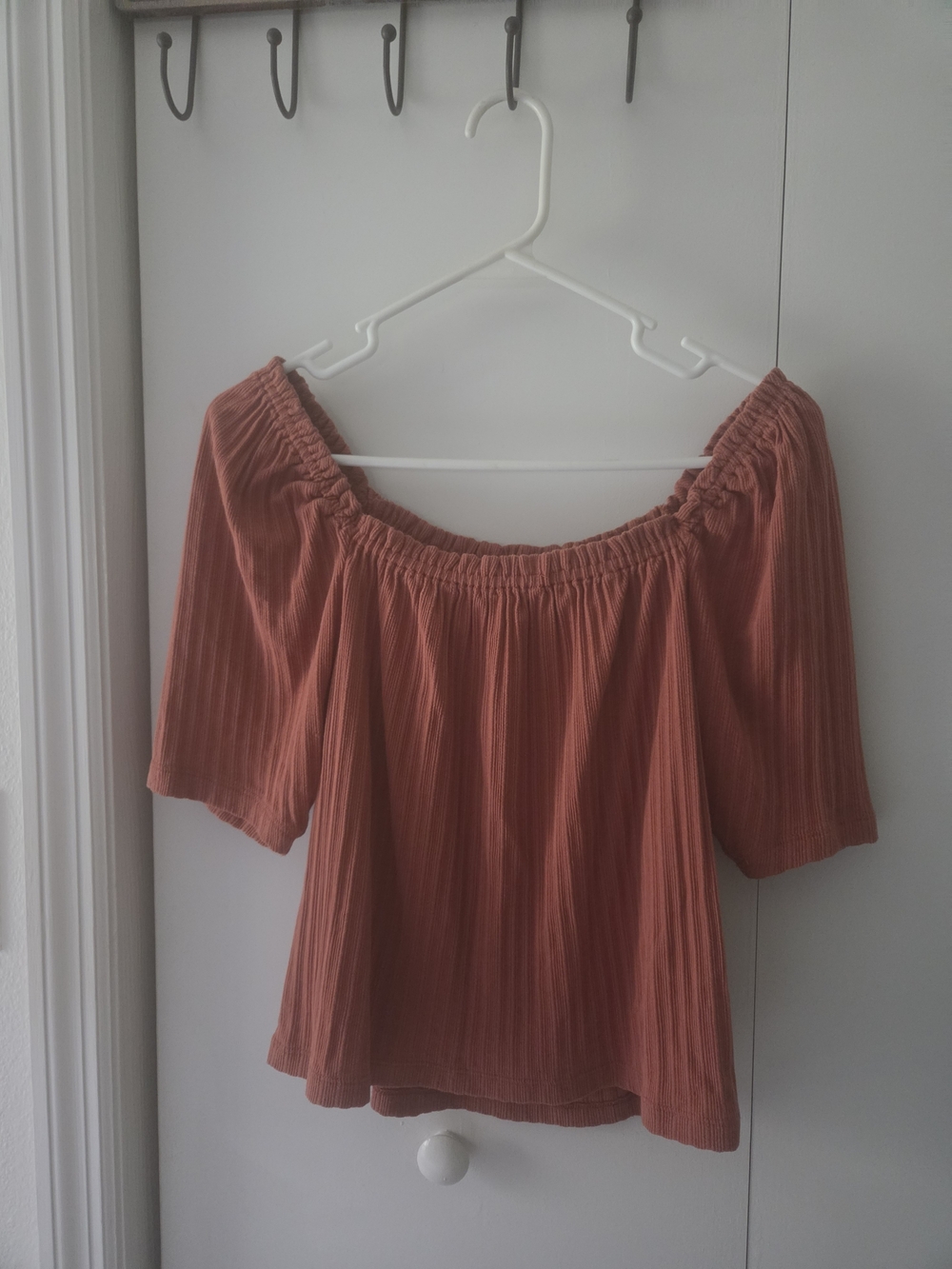 Madewell Off-the-Shoulder Ribbed Tunic - Rust